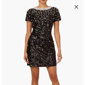 Faux Pearl & Sequin Cocktail Minidress